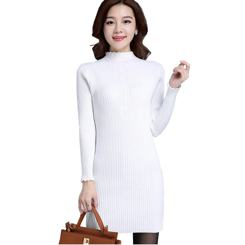 Damen Günstige Winter Pullover Kleid Lace Trim Lange Hülse Bodycon  Strickpullover Pullover Kleid High Neck Kabel Stricken Pullover| | -  AliExpress