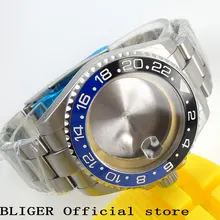 Одноцветное BLIGER 43 мм Нержавеющая сталь чехол синий черный Керамика ободок часы с сапфировым стеклом чехол подходит для ETA 2836 Движение C58