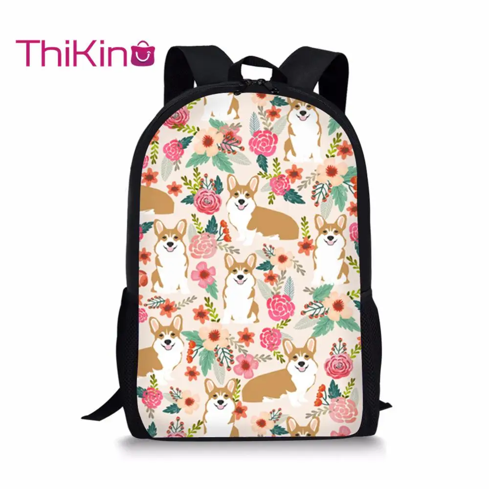 

Thikin Flower Animals School Bag for Teenager Boys Backpack Girls Travel Luggage Package Shopping Shoulder Bag Women Mochila