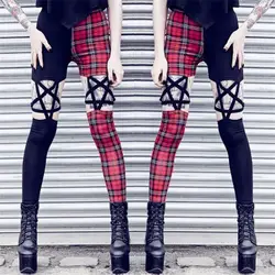Новая мода панк готические женские брюки леггинсы выдалбливают пятиконечная звезда женские брюки
