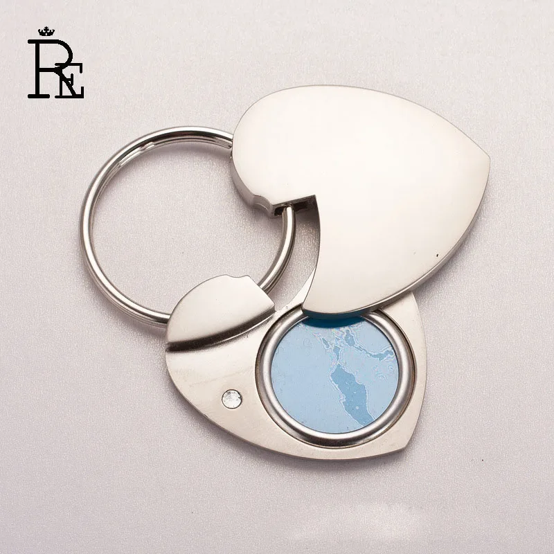 

RE 200pcs/Lot Free Shipping 2017 New High Quality Heart Shaped Picture Photo Frame Keychains Blank Keyrings for Wedding Gift