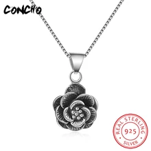 2018 Rushed Promotion Pendant Necklaces Trendy Collier Sautoir Long Concho Jewelry 925 Sterling Flowers Necklace For Women
