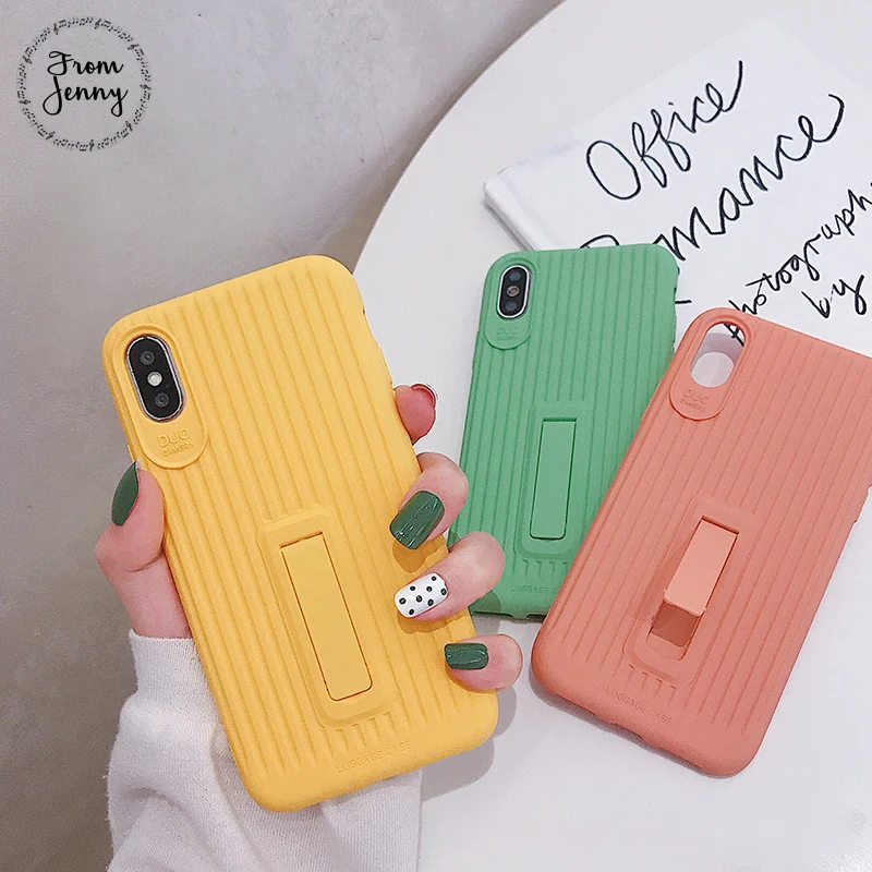 

From Jenny Simple solid color bracket for iPhone x xr xs max 6 6s 7 8 Plus bump phone silicone case