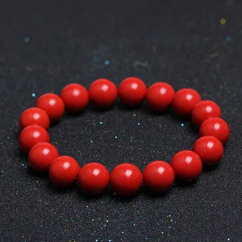 Vintage Natural 8/10/12/14mm Red Cinnabar Zinnober Round Ball Beads String Jewelry Bracelet For Men Women