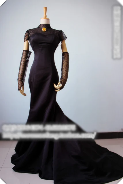 Hotel Transylvania Mavis Cosplay Costume Black Wedding Dress Crown+Veil