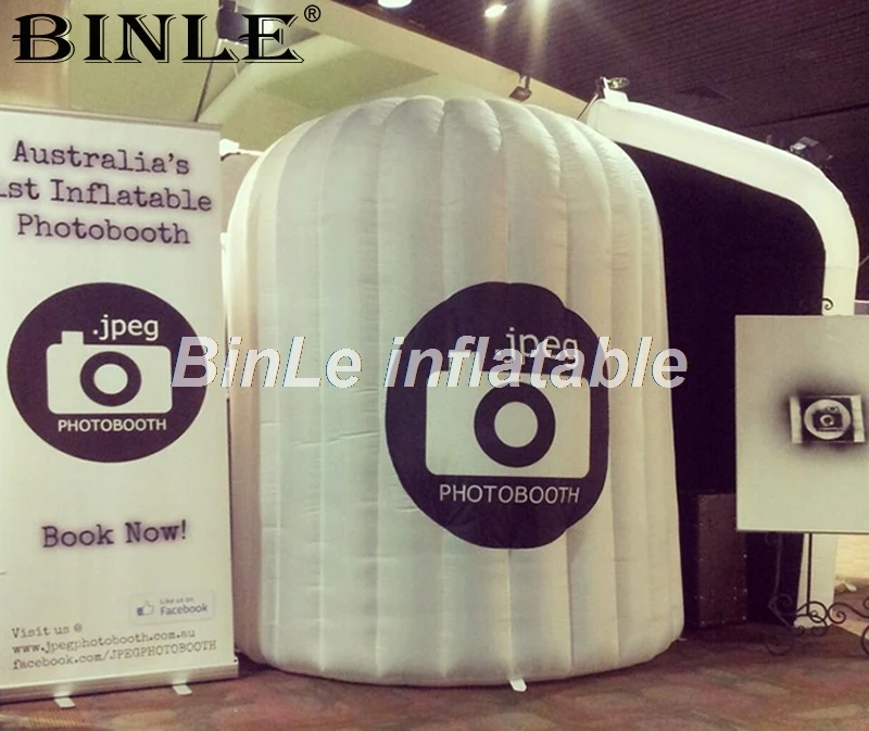  Advertising foldable led inflatable photo booth small mobile lighting circle photobooth for wedding