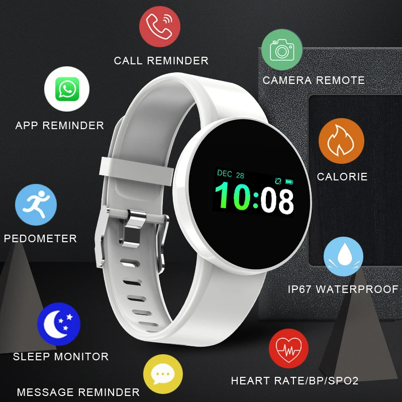 D3Plus Toleda Smartwatch 2020 Dual USB Зарядное устройство крови Давление сердечного ритма SpO2