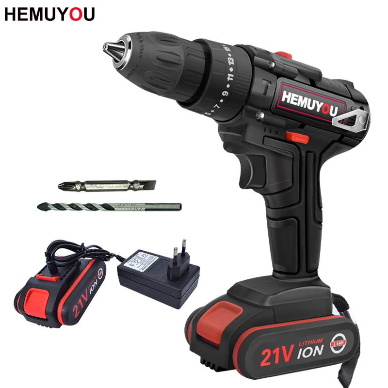 

21V Cordless Drill Electric Screwdriver 1.5AH Lithium Battery Wireless Mini Torque Hammer Power Tool 3 Function Screwdriver