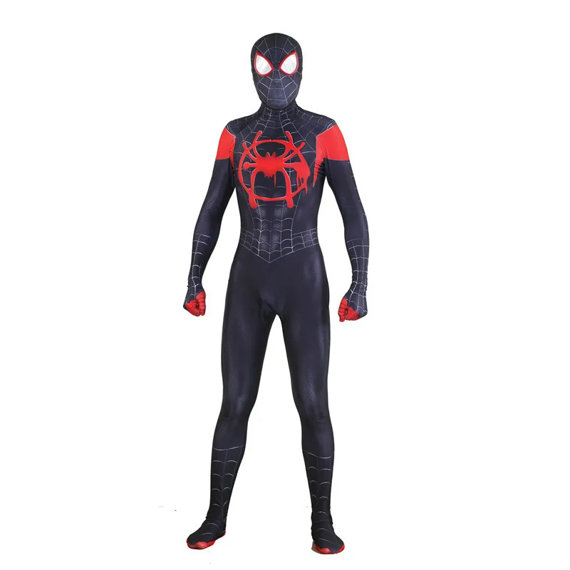 Майлз Костюм «Моралес» Питер Паркер костюм Гвен Стейси маска Человек-паук зентай-костюм косплей костюм для детей для женщин и мужчин - Цвет: Conjoined Mask