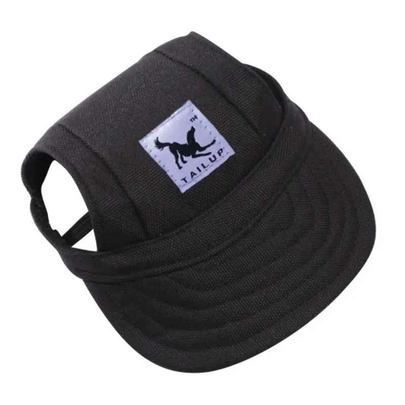 Хот-дог шляпа с отверстиями для ушей летняя парусиновая бейсболка для маленьких собак аксессуары для улицы походные товары для животных - Цвет: Черный