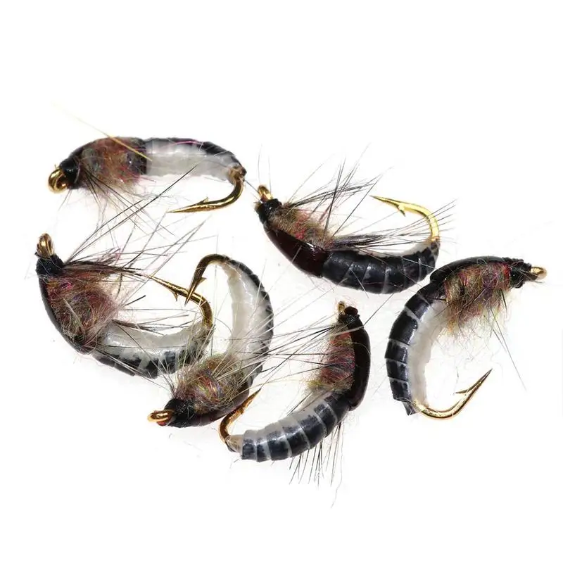 

Bimoo 6PCS ＃12 Nymph Scud Fly for Trout Fishing Nymphing Artificial Insect Bait Lure