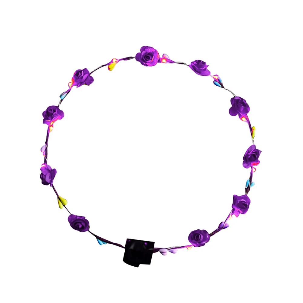 Светодиодный светильник на голову, гирлянда для девочек и женщин, свадебная одежда для дня рождения, концертная повязка на голову, светодиодный аксессуар для волос - Цвет: Фиолетовый