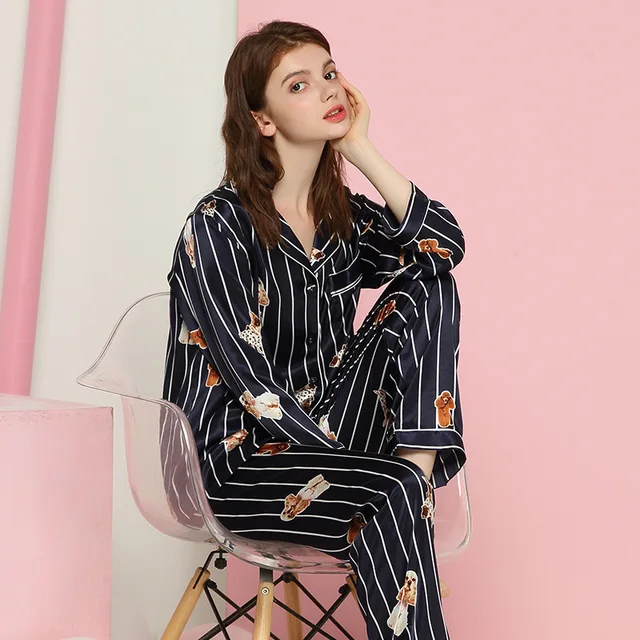 ZOOLIM Flower Women Pajama Sets with Pants Multicolor 2018 Pijama Satin Sleepwear Spring Autumn