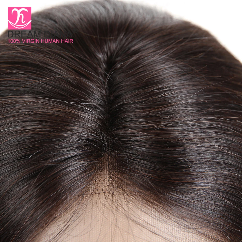 DreamDiana Burmes Hair Full Lace Wigs Remy Straight Hair Full Lace Glueless Wig Black 100% Pre Plucked Full Lace Human Hair Wigs