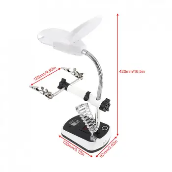 

10X Useful Desk-top Multifunctional Adjustable Rotatable Welding Magnifier with 5 LED Lights and Electric Soldering Iron Bracket