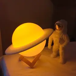 Сатурн Луна ночник 3D печать креативный детский день рождения Подарочная настольная лампа прикроватные подзаряжаемые Светодиодные ночные
