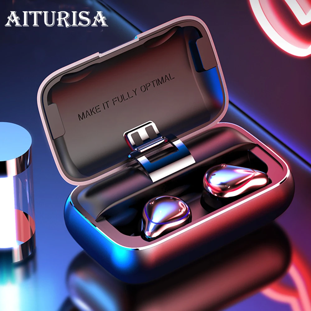 

True Wireless Earbuds Bluetooth 5.0 Headphones 18H Playtime , Auto Pairing and Stable Connection Bluetooth Earphones with Mic