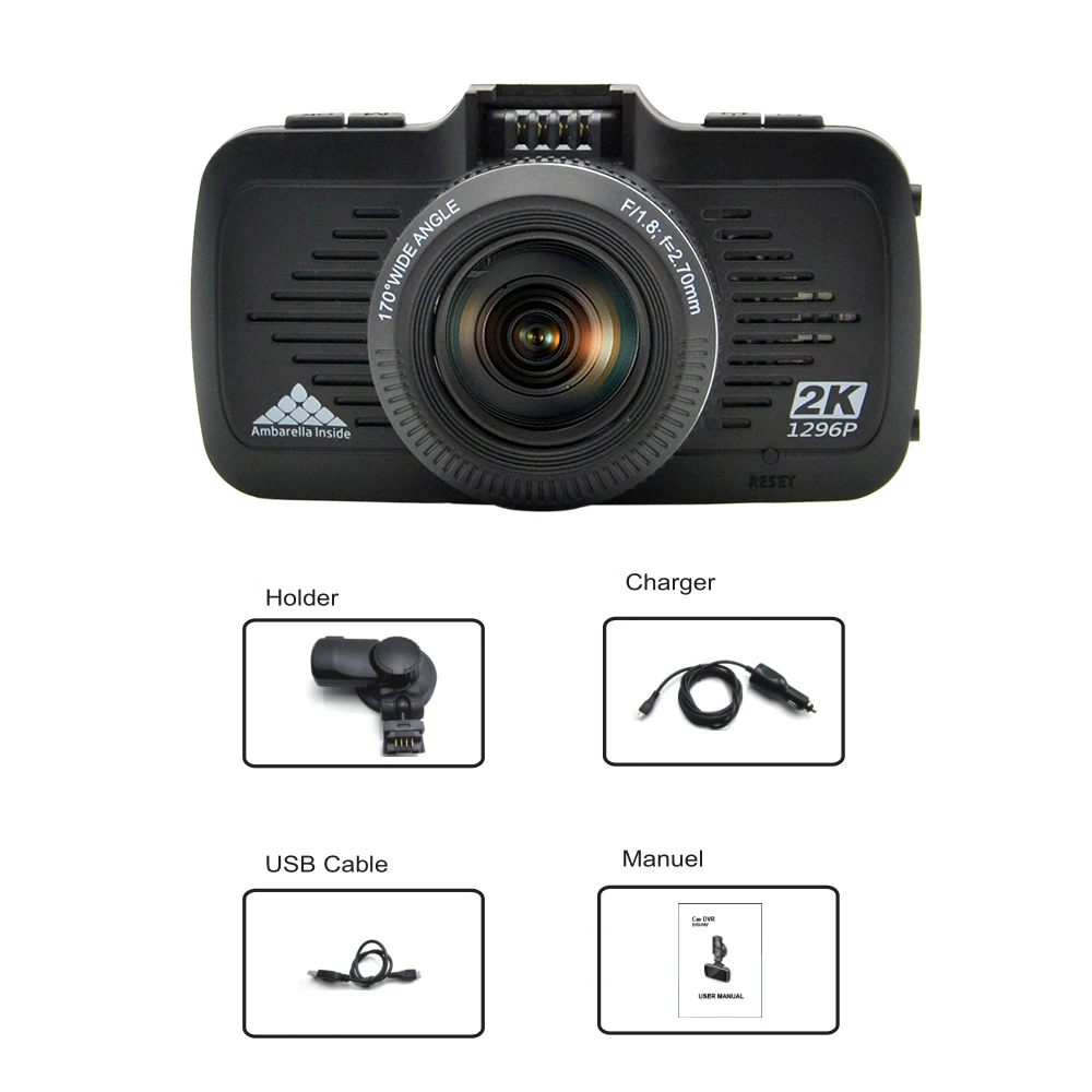 Junsun Видеорегистраторы для автомобилей GPS 2 в 1 Full HD 1296 P с SpeedCam Ambarella a7la50
