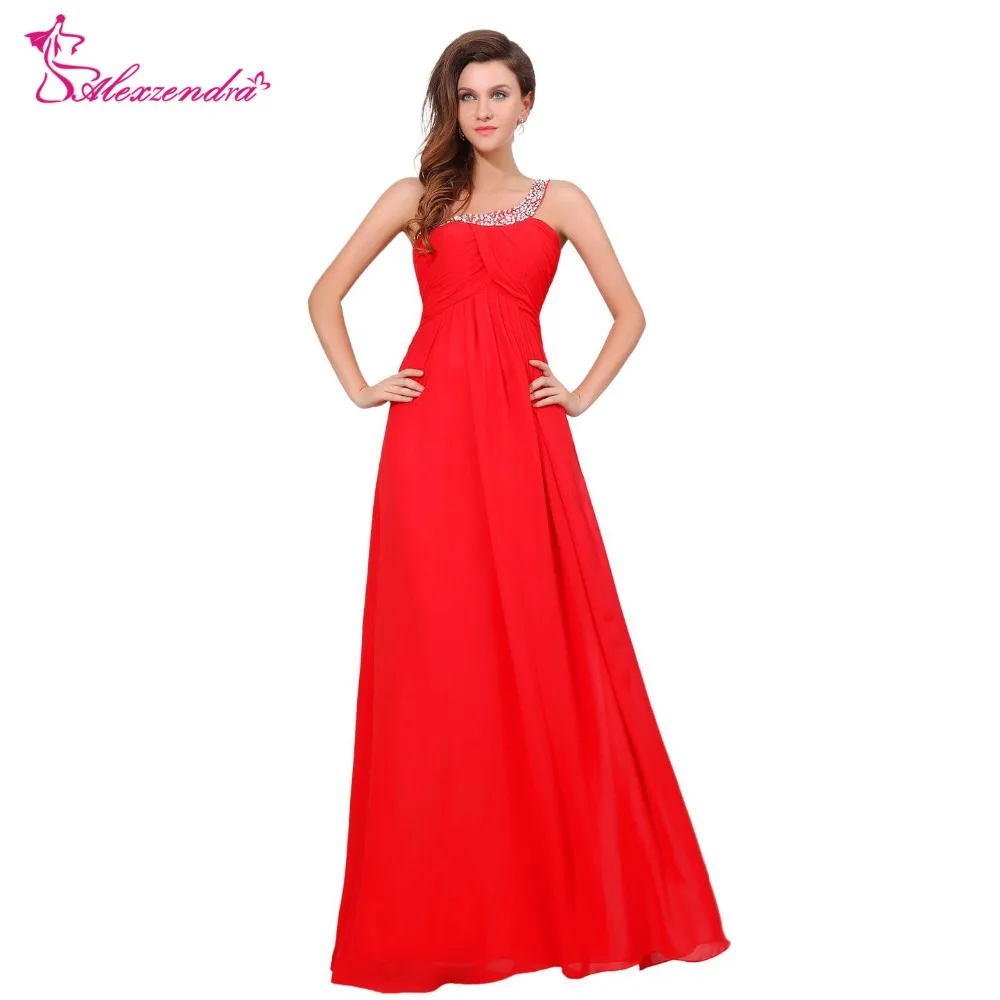 Alexzendra A Line Chiffon One Shoulder Simple Bridesmaid Dress for