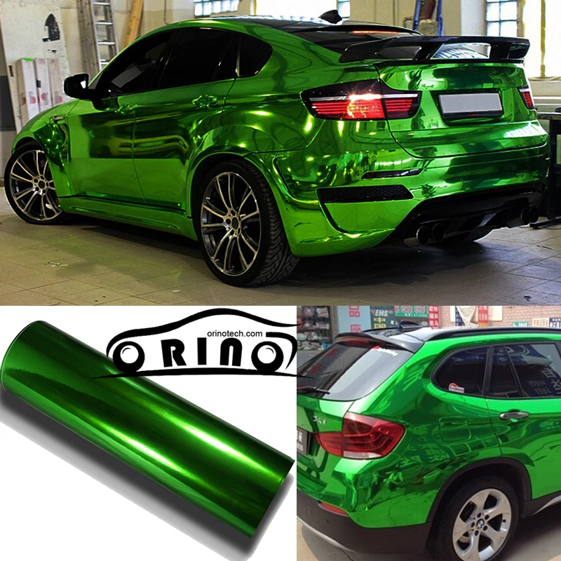 

1.52x20m/Roll Premium Stretchable Green Mirror Chrome Vinyl Wrap Car Wrapping Chrome Film Chrome Green Foil Air Bubble Free