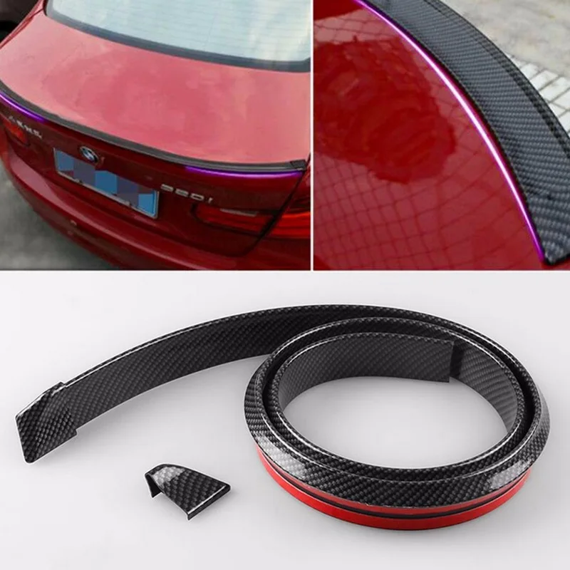 universal Carbon fiber Rubber Soft Black Car Rear Spoiler 40mm Width 1