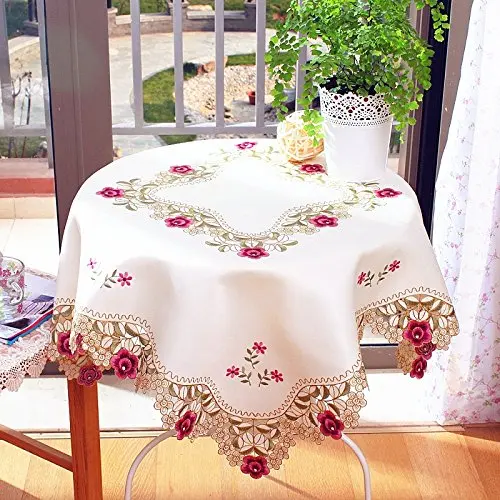 Elegant Rustic Hand Embroidered Tablecloth Modern American Flowers Designer Tablecloth For Your Home Adds Chic Feeling Clean Simple But Elegant