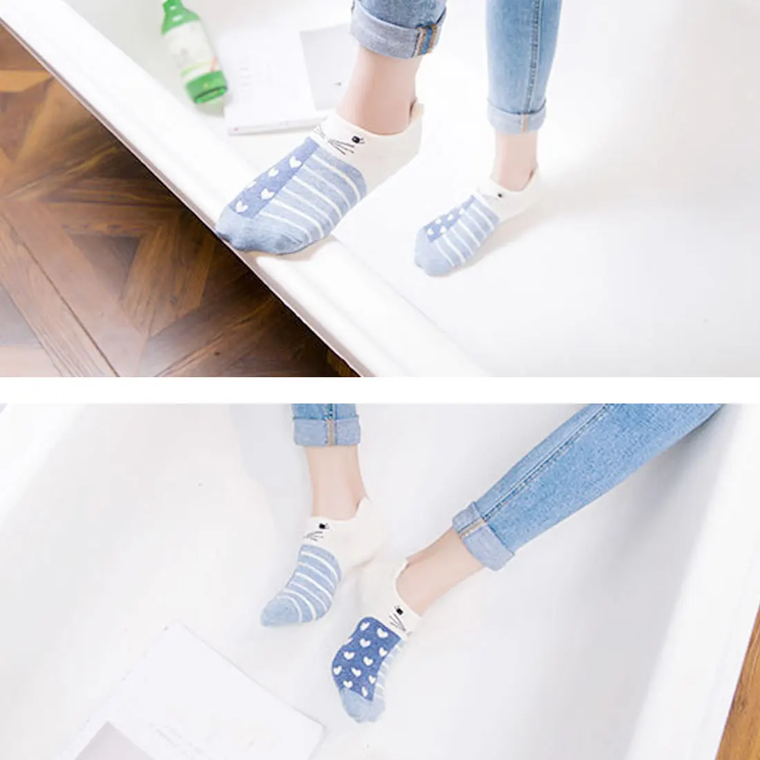 

Cartoon Cat Fox Socks Cute Animal Print Women Socks Summer Funny Short Ankle Socks Ladies Cotton Sock