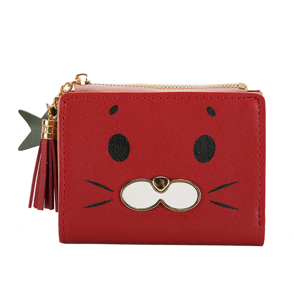 Мини-Женский кошелек для девочек, кошельки, кошельки, короткие женские портмоне, держатель для кредитных карт, monedero gato, кошельки для монет# PY25 - Цвет: Red