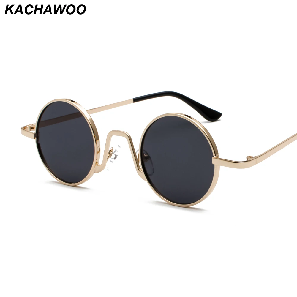 Мужские и женские винтажные очки Kachawoo круглые солнцезащитные красного золотого