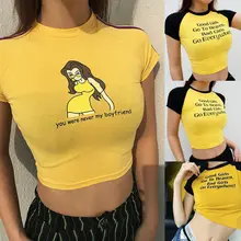 Por T Shirts Meaning Lots From China 2018 New Fashion Women Casual Soft Solid T Shirts Funny Meaningful Letter Short Sleeve Shirt Tee Crop Tops Gift