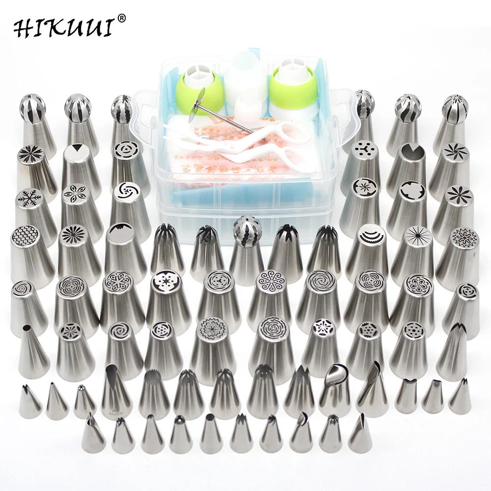 

73PCS Stainless Steel Pastry Nozzles Set Icing Piping Tips Russian Nozzles Style Ball Shape Flower Design Cake Decorating Tools
