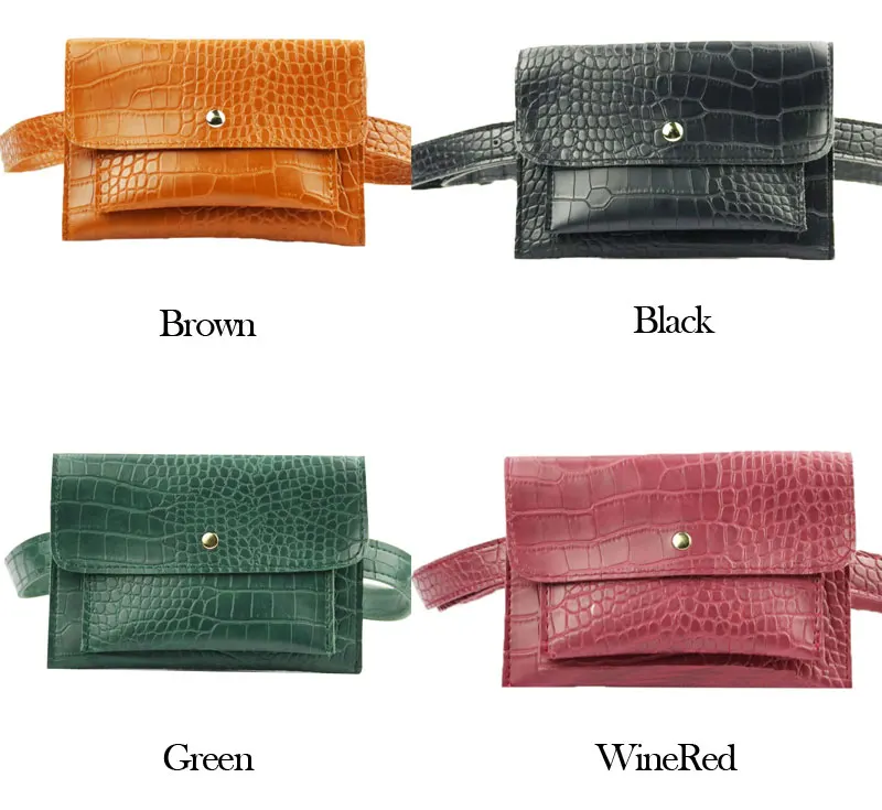 New Fashion Crocodile Shoulder Waist Bag Women Waist Fanny Packs Belt Bag Luxury Brand Leather Chest Handbag Alligator Envelope