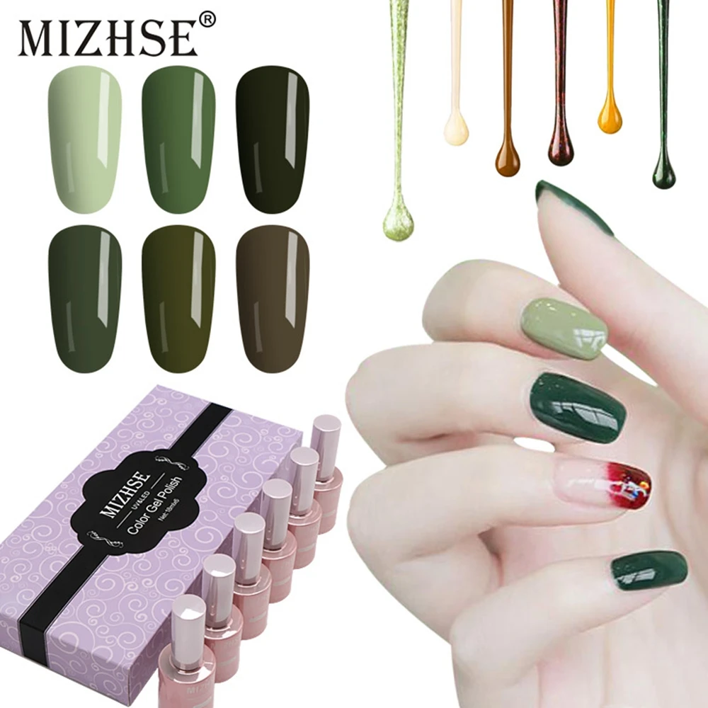 

MIZHSE Gift Box Kit Soak Off Lucky Lacquer for Nail Art DIY Hybrid Varnish Enamel 6PCS/KIT Classic Series Set UV Gel Nail Polish