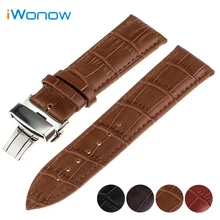 Véritable Bande de Montre En Cuir 22mm pour Samsung Gear S3 Classique/Frontière Inoxydable Butterfly Boucle Courroie de Poignet Bracelet
