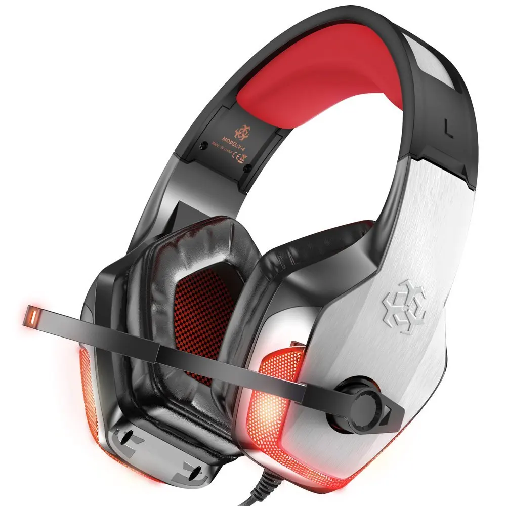 

Hunterspider V4 for PS4 Xbox One PC Gaming Headphone Soft Memory Over-Ear Headset 7 Color Breath LED with Stereo Microphone