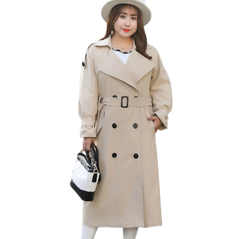

High-quality Fashion Windbreaker New Spring Autumn Coat Plus Size Long Outerwear Double-breasted Trench Coat Women Basic Coats