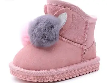 Зимние теплые зимние ботинки для девочек; белые/Золотые/розовые мягкие Нескользящие ботинки для детей