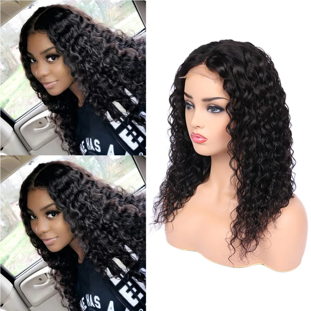 Glueless Water Wave Lace Front Human Hair Wig 4*4 Lace Closure Wet and