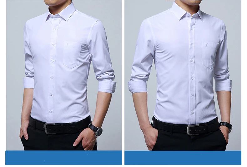 PLAYBOY новые мужские рубашки деловые рубашки с длинными рукавами и отложным воротником 60% хлопок мужские рубашки Slim Fit популярные дизайнерские рубашки