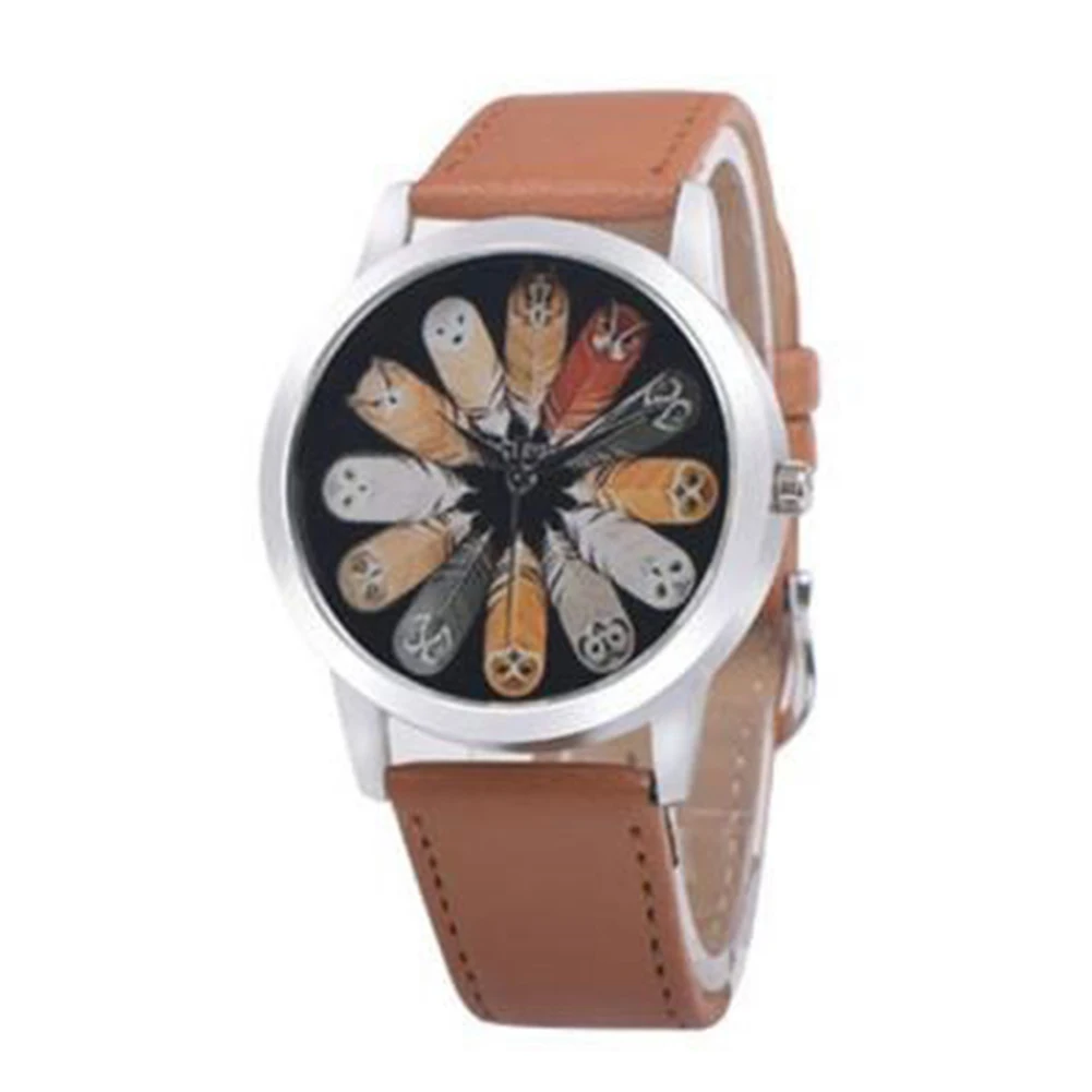 Fashion luxury Unisex Owl Feather Quartz Round Dial School Student Wristwatch Wrist Watch Couple Accessory NEW HOT For Gift 