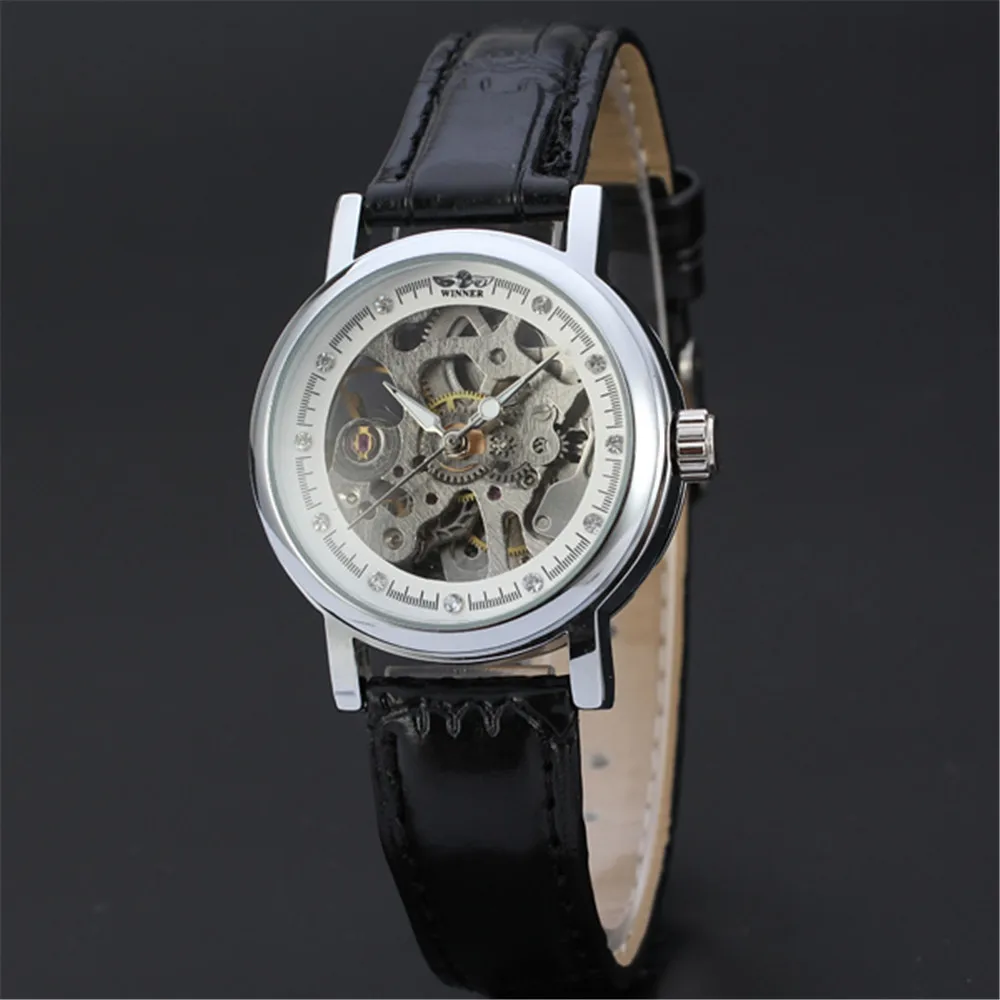 WINNER модные часы автоматические механические спортивные классические Роскошные наручные часы для женщин леди бизнес Скелет Королевский часы коробка 113