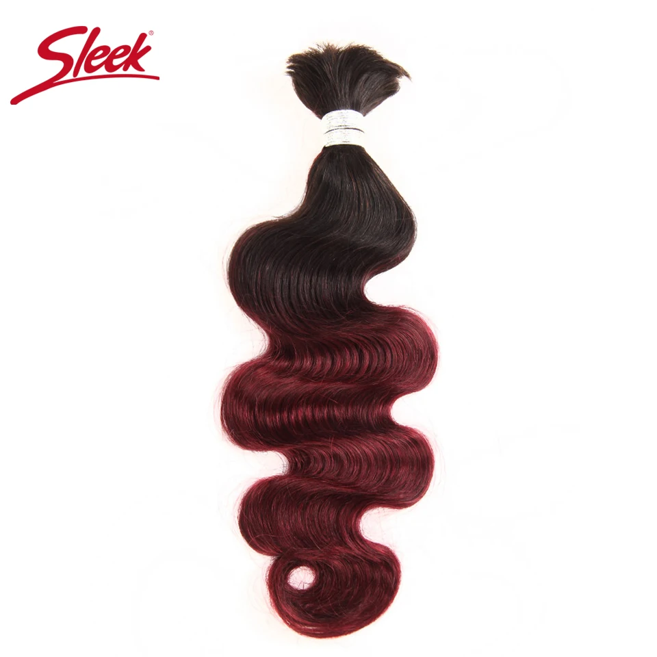 

Sleek Remy Human Hair 10 To 30 Inch Ombre T1B/99J Crochet Braids No Weft Bundles Deal Malaysian Body Wave Braiding Hair Bulk