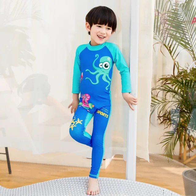 Cheap Children's Swimwear Baby Boy Swimsuit Bikini Kids Rash Guard Children For Cute Piggy Page Long Sleeve Trousers Animal Polyester