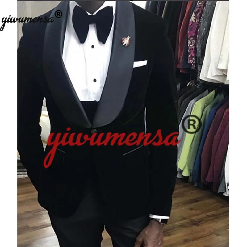 Y532 Trajes Para Hombre Slim Fit Men Suit For Wedding Custom Made 3 Pieces Mens Suits With Pants Navy Blue With Black Groom suit