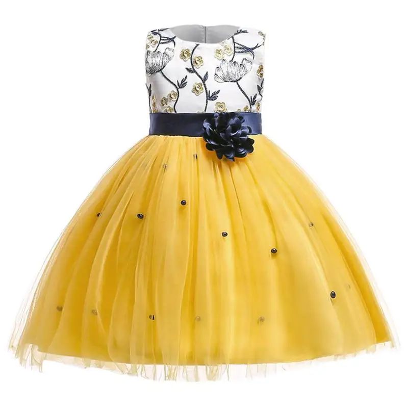 

Fashion Princess Children A-Line Dress Embroidered Floral Girls Ball Gown
