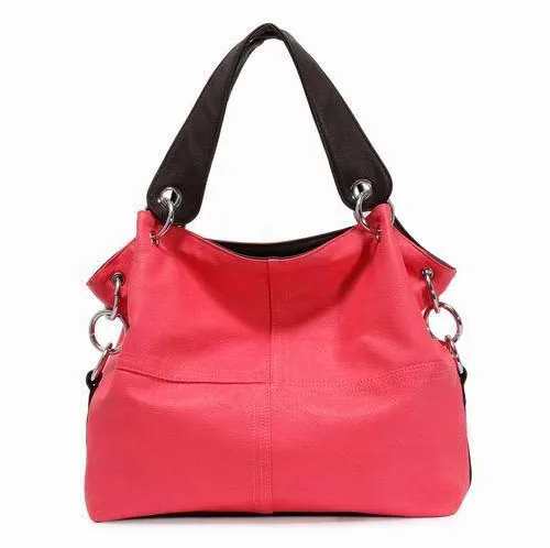 Женская универсальная сумка, мягкая сумка из искусственной кожи, сумка-мессенджер на молнии/Комбинированная винтажная сумка через плечо для женщин - Цвет: Ярко-розовый