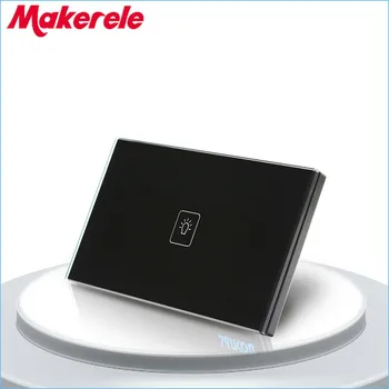 

US Standard Touch Switch Black Crystal Glass panel 1 Gang 1 Way Light Switch Touch Screen wall switch wall socket for lamp