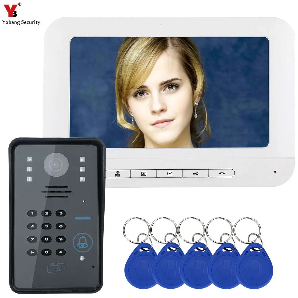 Yobang безопасности видеодомофон 7 дюймов монитор видео телефон двери дверной звонок Система ночного видения безопасности RFID пароль камера комплект - Цвет: 818MJSA11