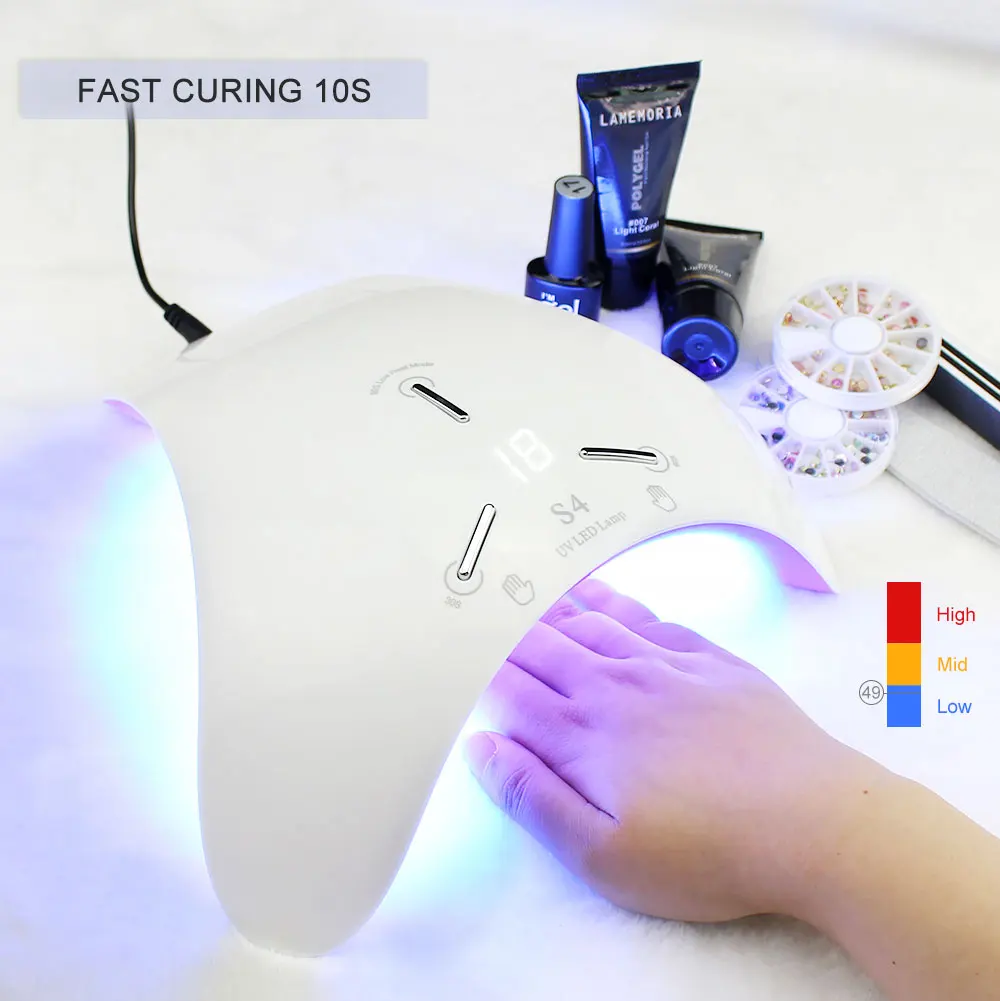 Conduziu a Lâmpada do Unha de Secagem Secador do Unha Equipamento da Arte Rápida Inteligente Sensor Cabine Gel Manicure Máquina uv 36 w 7 Secadores de unhas