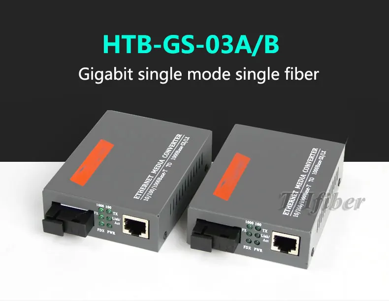 Gigabit волокно оптический Media Converter 1000 Мбит/с одиночный режим одиночный SC HTB-GS-03 A/B 1 пара